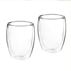 Set van 2x stuks dubbelwandige koffieglazen/theeglazen 350 ml - Koffie- en theeglazen