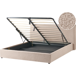 Beliani LAVAUR - Tweepersoonsbed-Beige-Bouclé