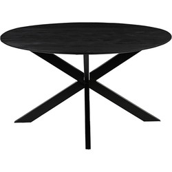 LABEL51 Eetkamertafel Otis - Zwart - Mangohout - 130 cm - Rond