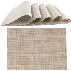 OTIX Placemats - Set van 6 - Kunststof - Rechthoekig - Beige - Onderleggers - 50x35cm