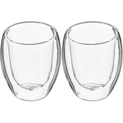 Set van 2x espressokopjes dubbelwandig glas 70 ml - Koffie- en theeglazen