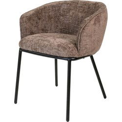 Eetkamerstoel Taupe - Stof - Zithoogte 51cm - Stoel Mae - Set van 2