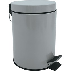 MSV Prullenbak/pedaalemmer - metaal - grijs - 3 liter - 17 x 25 cm - Badkamer/toilet - Pedaalemmers