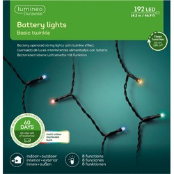 LED Durawise twinkle buitenverlichting op batterij gekleurd 192 lampjes - Kerstverlichting kerstboom