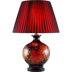 Fine Asianliving Chinese Tafellamp Porselein Chinese Pioenen Rood