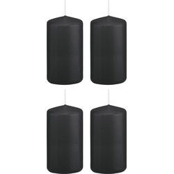 Trend Candles stompkaars - 4x - zwart - 6 x 12 cm - 40 branduren - Stompkaarsen