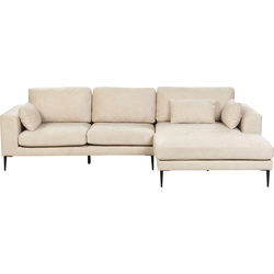 Beliani FLAM - Hoekbank-Beige-Fluweel