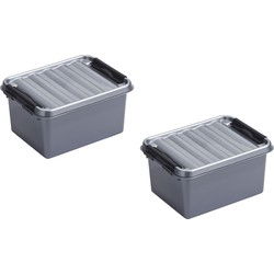 Sunware opbergbox - 4x stuks - grijs - 2L - 20 x 15 x 10 cm - Opbergbox