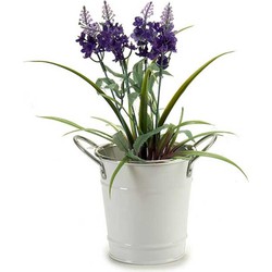 Arte r plantenpot/bloempot emmer- zink - wit - D12 x H16 cm - Plantenpotten