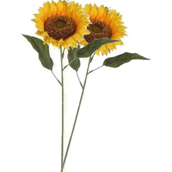 2x stuks mica gele kunst zonnebloemen kunstbloemen 70 cm decoratie - Kunstbloemen