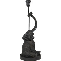 Clayre & Eef Lampenvoet   33x33x57 cm  Zwart Porselein Rond Olifant Lampvoet