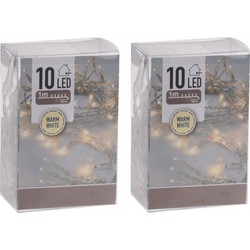 10x stuks kerst lampjes warm wit op batterijen 1 meter indoor - Lichtsnoeren