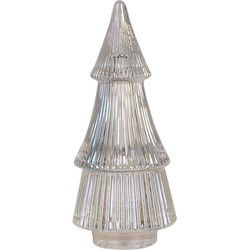 Clayre & Eef Glazen potje Kerstboom  Ø 7x16 cm Transparant Glas Voorraadpot Deksel