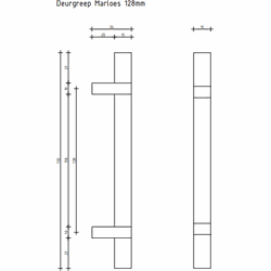 Deurgreep Marloes - zwart - 128 mm - Industrieel - Handgreep - Kastgreep - Ladegreep