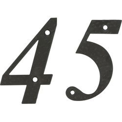 AMIG Huisnummer 45 - massief gesmeed staal - 10cm - incl. bijpassende schroeven - zwart - Huisnummers