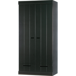 WOOOD Connect Kledingkast 2-Deurs met Lade- Grenen - Zwart - 195x94x53