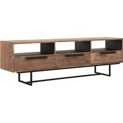 DTP Home TV stand Odeon No.1, 3 drawers, 3 open racks,58x185x40 cm, recycled teakwood