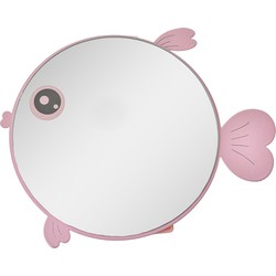 Clayre & Eef Tafelspiegel 21x20x4 Roze Metaal Glas Vis