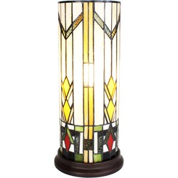 LumiLamp Tiffany Tafellamp  Ø 18x40 cm Beige Geel Glas Rond Tiffany Bureaulamp
