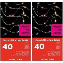 2x Micro LED binnenverlichting op batterij gekleurd 20 lampjes - Lichtsnoeren