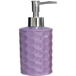 Zeepdispenser / Zeeppompje - Keramiek Collectie Flora - Paars - 260ml - 6.5 x 7.5 x 18 cm