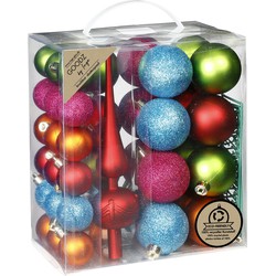 Inge Christmas kerstballen -39x - gekleurd - kunststof - met piek - Kerstbal