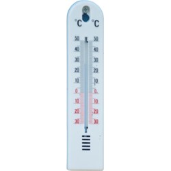 5 stuks - Muurthermometer kunststof wit 20x4,5x0,6cm