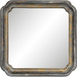 Clayre & Eef Spiegel  44x44 cm Goudkleurig Hout Vierkant Grote Spiegel
