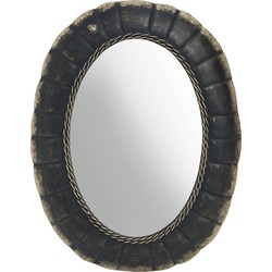 PTMD Seldor Grey iron wall mirror wavy shaped oval