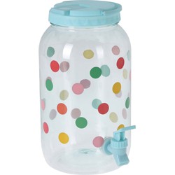 Drank dispenser/limonadetap - met tapje - kunststof - 3750 ml - blauw - H27 x D19 cm - Drankdispensers