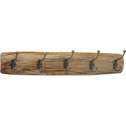 Deco by Boltze Kapstok met 5 haken - hout/metaal - 55 cm - Kapstokken