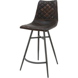 Barstoel Vintage Bruin - PU-Leer - Diamond - Kruispoot