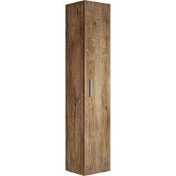 Badplaats Badkamerkast Pluto 30 x 30 x 150 cm - Bruin eiken - Hangende Badkamerkasten Hoog met 1 Deur