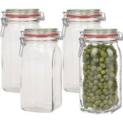 Weckpot - 4x stuks - 1500 ml - 1,5L - inmaakpot - met rubberen ring - Weckpotten