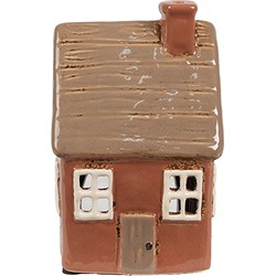 Clayre & Eef Waxinelichthouder Huis 9x9x14 cm Oranje Keramiek Theelichthouder