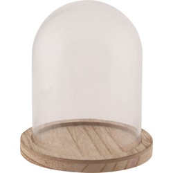 Decoratie/presentatie stolp 10 x 16 cm op plateau van hout - Decoratieve stolpen