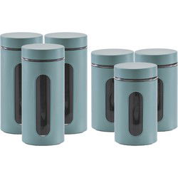 Set van 6x keuken voedsel opslag voorraadpotten groen in 2 formaten - Voorraadblikken