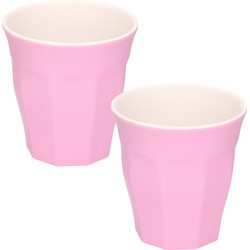 8x stuks onbreekbare kunststof/melamine roze drinkbeker 9 x 8.7 cm voor outdoor/camping - Drinkbekers