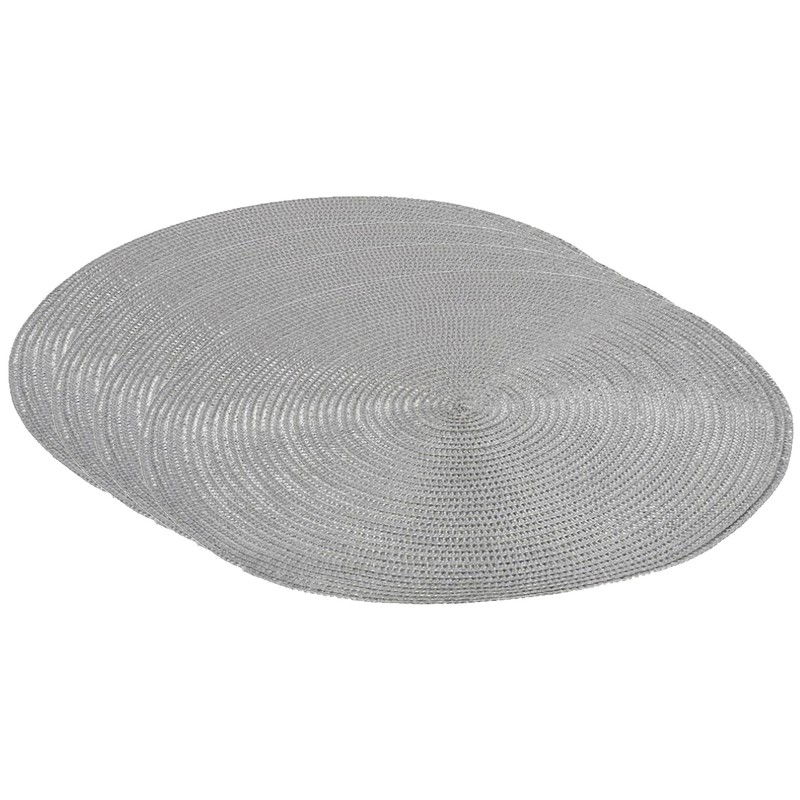 Set van 4x stuks ronde placemats metallic zilver look diameter 38 cm - Placemats - 