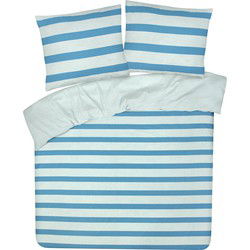 DoubleDry Dekbedovertrek My Design 100% katoen - Eenpersoons 140x200 cm + 1 Kussensloop - streep blauw