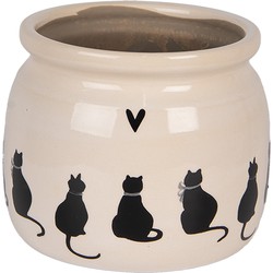 Clayre & Eef Bloempot Ø 16x13 cm Beige Keramiek Katten
