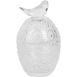 Clayre & Eef Voorraadpot Ei Ø 9x16 cm Transparant Glas Ovaal Vogel