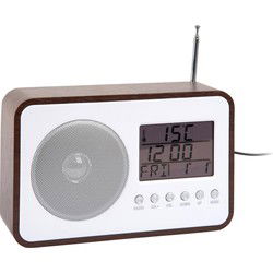 Wekker Fm Radio - Donker hout - 19.2x6.6x12.5cm