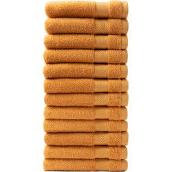 DoubleDry Handdoeken Set 50 x 100 cm - 12 stuks - 100% zacht katoen 500 g/m2  - 12x Okergeel