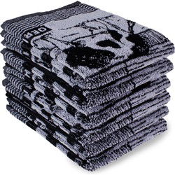 DoubleDry Luxe Keukenhanddoeken Set - 6 Stuks - 50x50 cm - 100% Katoen - Hoge Absorptie & Duurzaam - Boerderij, Zwart