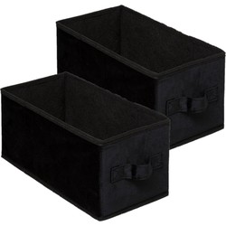 Set van 4x stuks opbergmand/kastmand 7 liter zwart polyester 31 x 15 x 15 cm - Opbergmanden