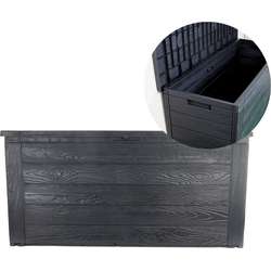 HIXA Kussenbox - Opbergbox Tuin - Tuinkussenbox - Met deksel - Waterdicht -  300L - 120x45x57 cm - Tuinbox - Zwart