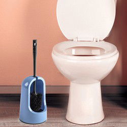 Plasticforte WC borstel met houder - lichtblauw - 40 cm - kunststof - Toiletborstels