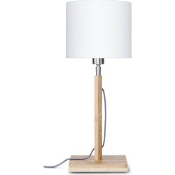 Tafellamp Fuji - Wit/Bamboe - Ø18cm