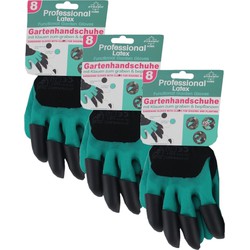 3x paar latex tuin handschoenen met graaf en beplant klauwen voor volwassenen - Werkhandschoenen